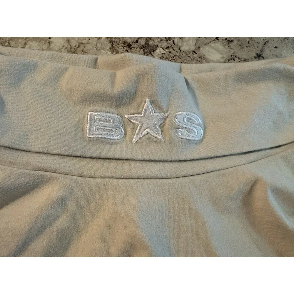 Vintage Y2K Bebe‎ Sport Nude Beige Foldover Logo Ruffle Mini Skirt Medium Rare